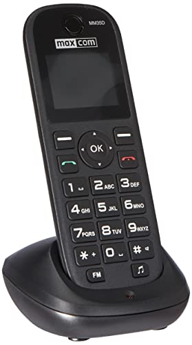 MaxCom MM35D - Teléfono (Teléfono DECT, Terminal inalámbrico, Altavoz, 500 entradas, Negro)