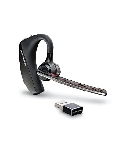 Poly Voyager 5200UC Wireless Headset & Charging Cradle (Plantronics), Auricular de un solo oído (mono) con micrófono con cancelación de ruido - se conecta al móvil/mac/PC mediante Bluetooth