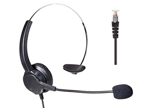 Ledlux - Auricular monoaural RJ9 profesional con micrófono - Ideal para teléfono fijo, teléfono IP, para la oficina, en la empresa - Incluye adaptador manos libere - Modelo n. VH500-RJ9