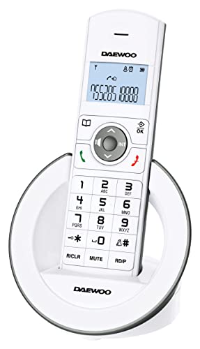 Daewoo Teléfono Inalámbrico Dect DTD-1400 | Teléfono Inalámbrico | Identificador de Llamadas | Pantalla Retroiluminada | Color Blanco