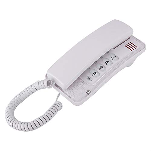 Mini Teléfono de Pared, Teléfono Fijo de Pared Retro con Función de Flash Función de Silenciamiento de Llamadas,Teléfonos Montados en la Pared Inicio Habitaciones de Hotel Teléfono Pequeño (Blanco)