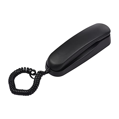 Bisofice Mini teléfono Fijo con Cable de Escritorio teléfono Fijo montado en la Pared soporta Funciones silenciosas/Pausa/recordatorio para el Centro de Llamadas del Banco