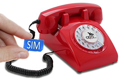 Opis 60s Mobile con Disco de Marcar: Telefono Movil para Mayores/Telefono Fijo SIM/Telefono con Tarjeta SIM Fijo/Teléfono Móvil Personas Mayores/Teléfono Fijo SIM (Rojo)