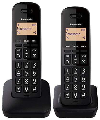 Panasonic KX-TGB612 Teléfono Inalámbrico Digital, Unidad Base y 2 Auriculares, Identificador Y Bloqueador de Llamadas, Volumen Mejorado Del Receptor, Resistente A Golpes, Pantalla LCD, Negro