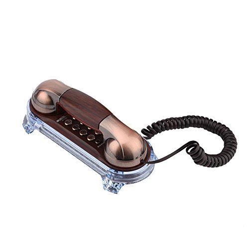 Teléfono montado en la Pared Retro, teléfono con Cable Antiguo Teléfono Fijo de Moda para la Oficina del Hotel en casa(Cobre Rojo)