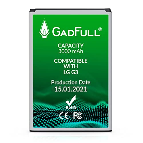 GadFull Batería de reemplazo para LG G3 | 2021 Fecha de producción | Corresponde al Original BL-53YH | Compatible con LG G3 D830 | D851 | LS990 batería de Repuesto