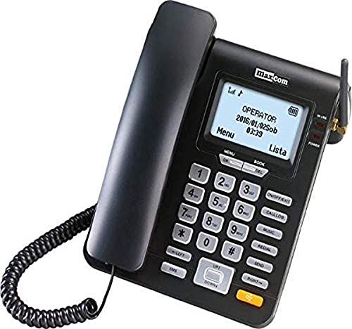 Maxcom MM 28 D HS - Teléfono Fijo GSM de Escritorio con Tarjeta Sim Función SMS, Negro