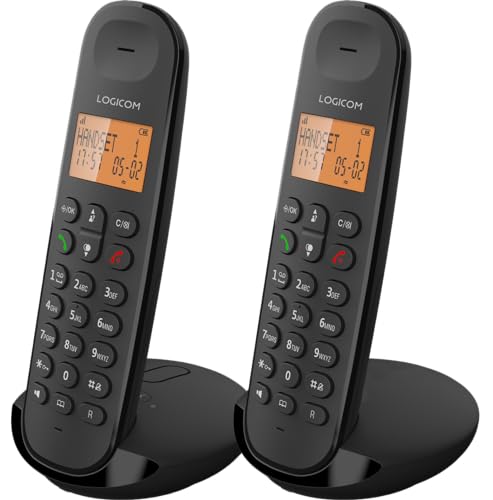 Logicom ILOA 255T Teléfono Fijo inalámbrico con contestador Grabador - Duo - Teléfonos analógicos y DECT - Negro