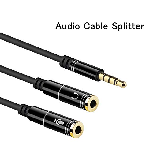 EasyULT Cable Divisor de Audio para micrófono,2 x 3.5mm Hembra Adaptador de Cable Compatible con Tabletas,Teléfonos Inteligentes,Auriculares para Juegos PS4,Auriculares para PC