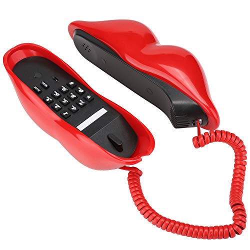 Teléfono con botón VBESTLIFE, Lindo teléfono con Forma de Labios con teléfono Multifuncional, teléfono de Escritorio para el hogar/Llamadas claras Interesante. (Rojo)