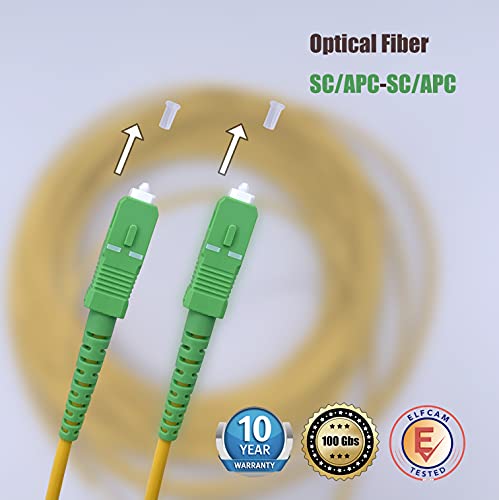 Elfcam® - Fibra óptica cable SC/APC a SC/APC monomodo simplex 9/125, Compatible con Orange, Movistar, Vodafone y Jazztel, 5 metros