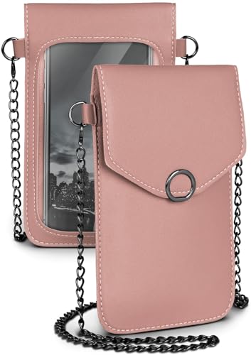 moex Bolso bandolera para todos los móviles Meizu – Bolso pequeño para mujer con compartimento separado para teléfono móvil y ventana – Bolso cruzado color rosa