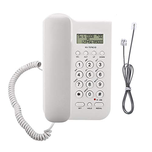 Teléfono de línea Fija, KX-T076 Teléfono de Pared con Cable e identificador de Llamadas para la Oficina en casa [Blanco]