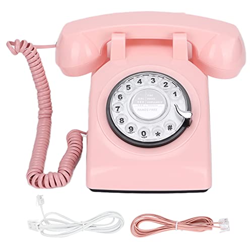 Teléfono Fijo Retro, Teléfono Clásico Antiguo Estilo Años 60, Teléfono Fijo Fijo con Cable, para El Hogar, Hoteles(Rosado)