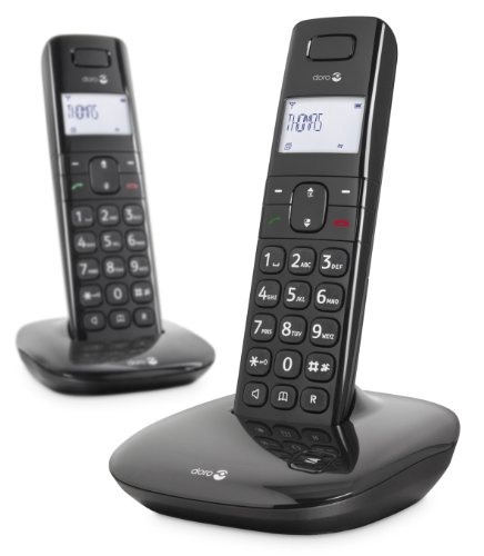 Doro Comfort 1010 Teléfono Duo Inalámbrico DECT Casa - Teléfono Fijo para Mayores - Sobremesa - Teclas Grandes - Intercomunicador - Manos Libres - Identificador Llamadas - Modo Eco [Vers. Española]