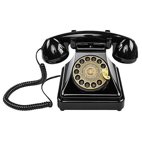 CERRXIAN Teléfono giratorio retro, estilo vintage de los años 60, teléfono con cable retro con campana de metal clásica, teléfono de esfera giratoria vintage para el hogar, la oficina