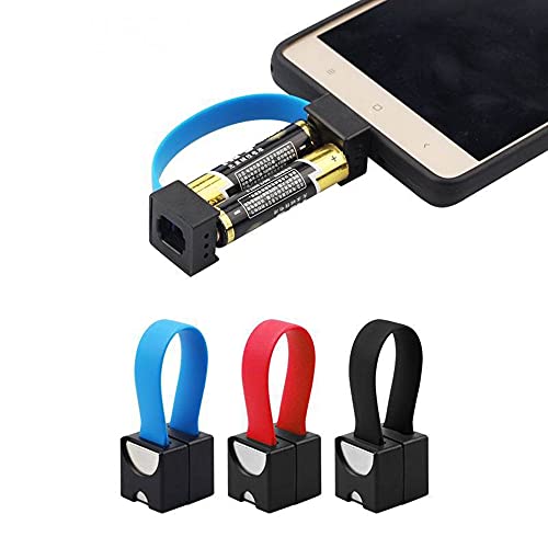 Cargador Emergencia Portátil Magnético Teléfono con Batería AA/AAA, Adaptador Micro USB, Adecuado Dispositivos Inteligentes Teléfono Móvil (Blue USB+Type-c)