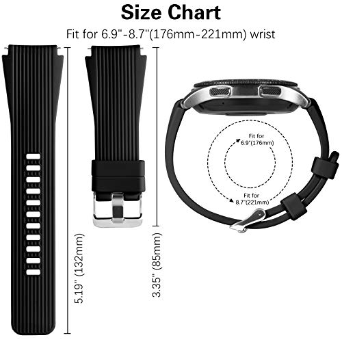 Dirrelo Correa compatible con Samsung Galaxy Watch 3 45 mm/Galaxy Watch 46 mm/Huawei GT 2 46 mm, 22 mm, flexible, silicona, de deporte, repuesto de Samsung Gear S3 Frontier, hombre y mujer, negro