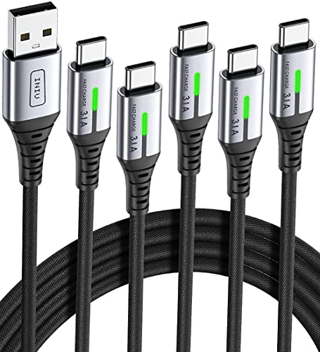 INIU Cable USB Tipo C de Carga Rápida [5 Pack 3,1A], (1+1+2+2+3m), Cable Trenzado de Nilón de Sincronización de Datos para iPhone 15 Samsung S20 S10 S9 Note 10 9 8 Huawei P30 P20 Xiaomi Redmi