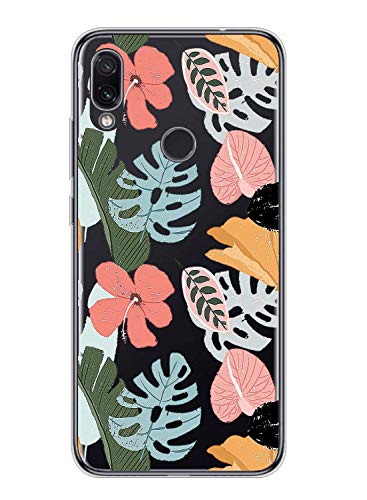 Suhctup Compatible con Xiaomi Mi 8 Pro Funda Flor de TPU Transparente Diseño de Flores Patrón Cárcasa Ultra Fina Suave con Dibujos Claro Silicona Antigolpes Proteccion Caso（A6）