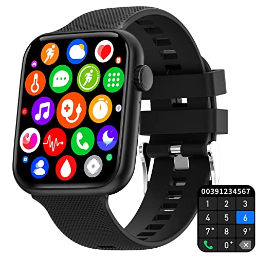 Smartwatch Reloj Inteligente 1.85'' con Llamada Bluetooth Impermeable Pulsera Actividad Monitor de Sueño Podómetro Asistente de Voz,Reloj Deportivo Hombre Mujer Android iOS
