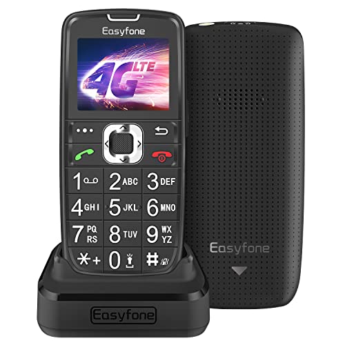Easyfone Prime-A6 Teléfono Móvil para Personas Mayores 4G con Teclas Grandes y botón SOS, Fácil de Usar Móviles para Ancianos con Base cargadora (4G LTE)
