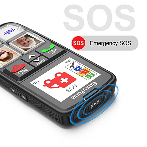 Easyfone Teléfono Móvil para Personas Mayores con Teclas Grandes, 4 Botones de Foto de marcación rápida, Fácil de Usar Celular para Ancianos con Botón SOS y Base cargadora (Negro)