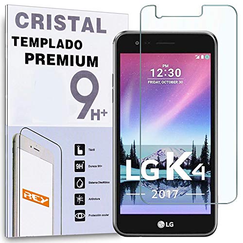 REY Protector de Pantalla para LG K4 2017, Cristal Vidrio Templado Premium